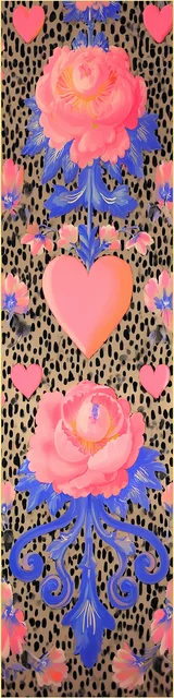 Free flower bookmark featuring blue floral accents with a pink heart